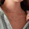 Crescent & Star Disc & Petite 1 Birthstone Necklace in 14k Gold