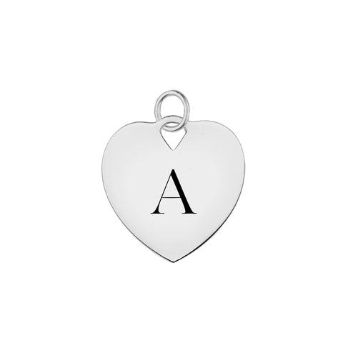 Small Engravable Flat Heart Pendant in 14k Gold (Large Jump Ring) - White Gold