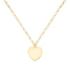 Engravable Flat Heart Pendant in 14k Gold (Large Jump Ring)