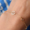 Peace Sign & 4 Birthstone Bracelet in 14k Gold