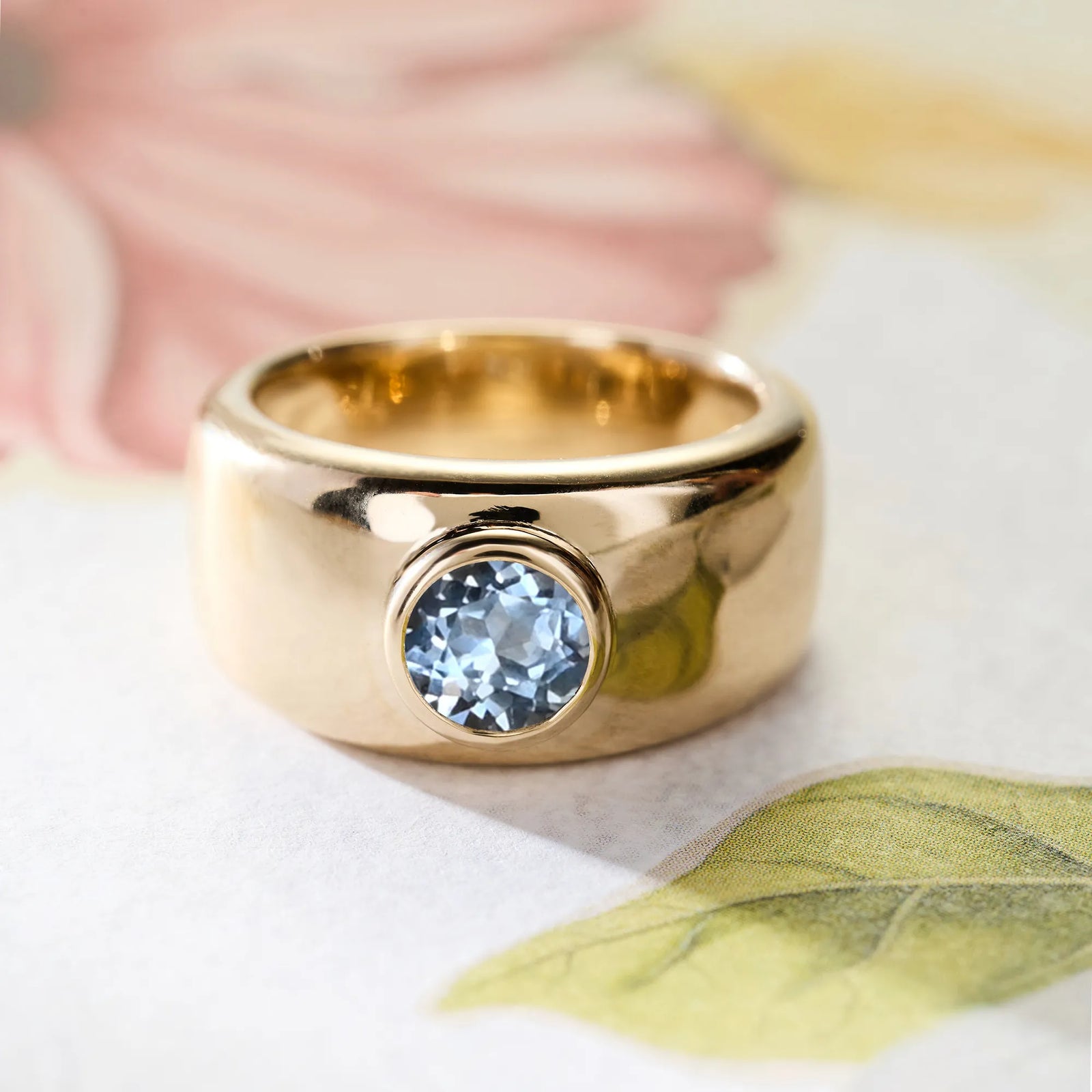 Jamestown Aquamarine Band Ring in 14k Gold (March)