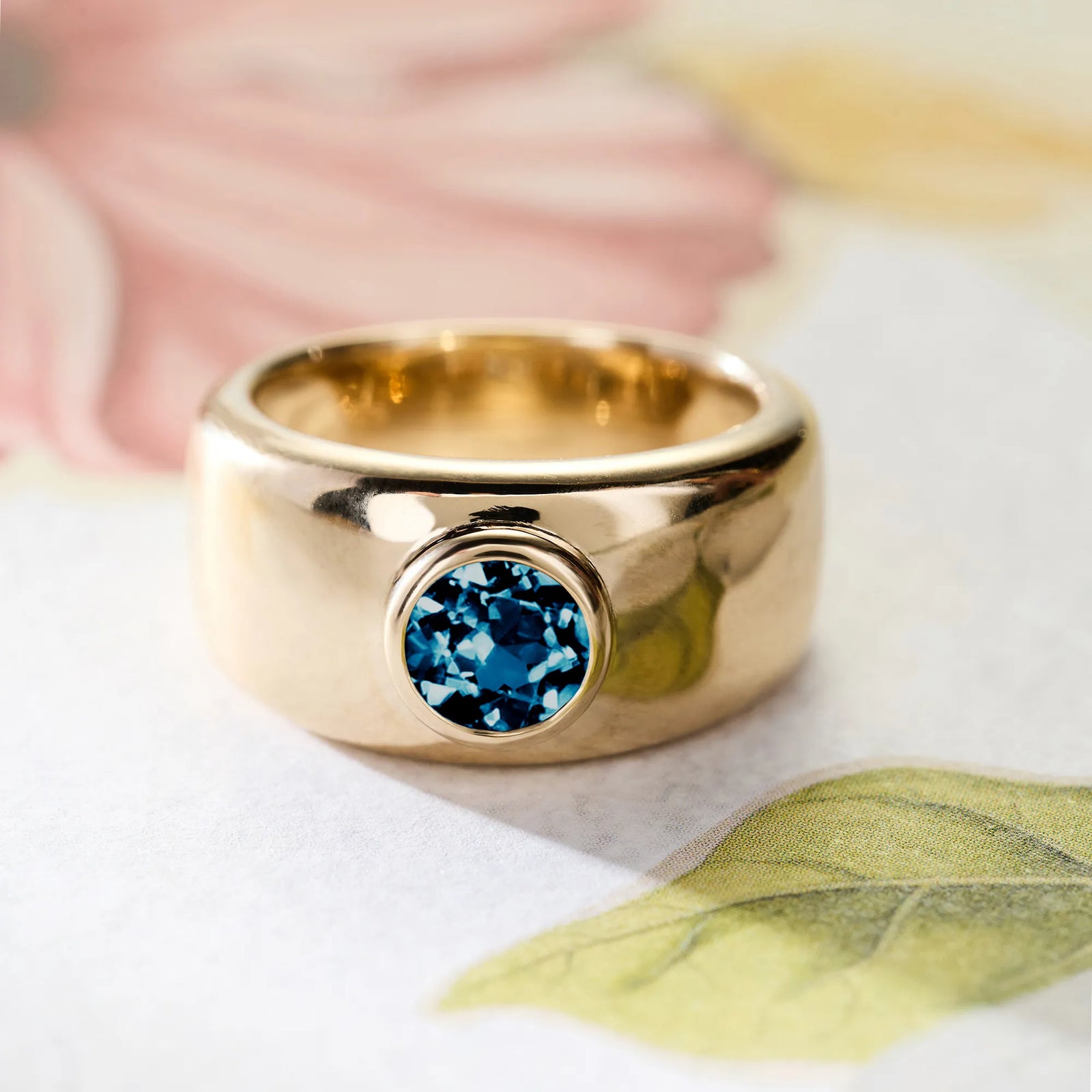Jamestown Atlantic Blue Topaz Band Ring in 14k Gold (December)