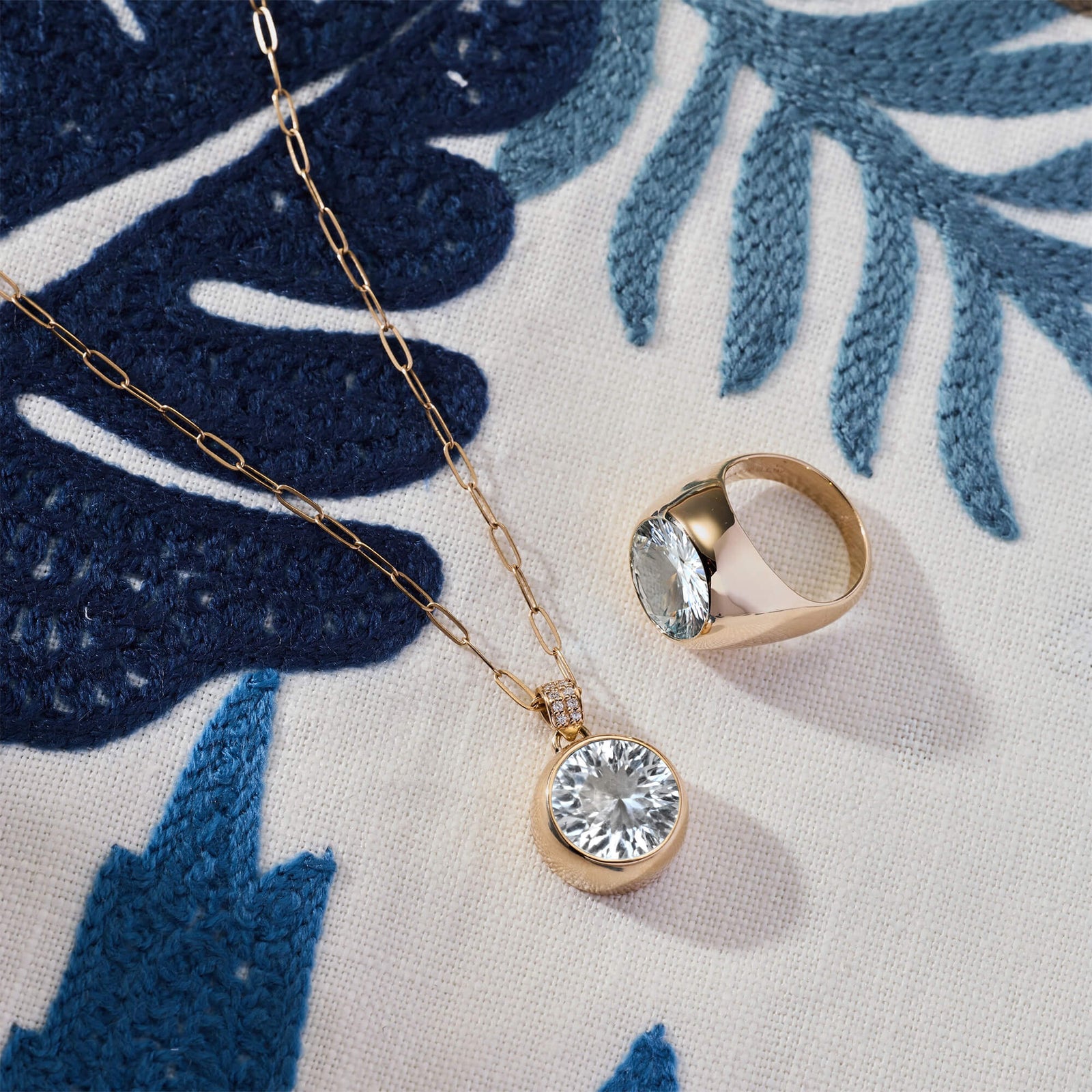 Jamestown White Topaz Pendant with Diamond Bail in 14k Gold (April)