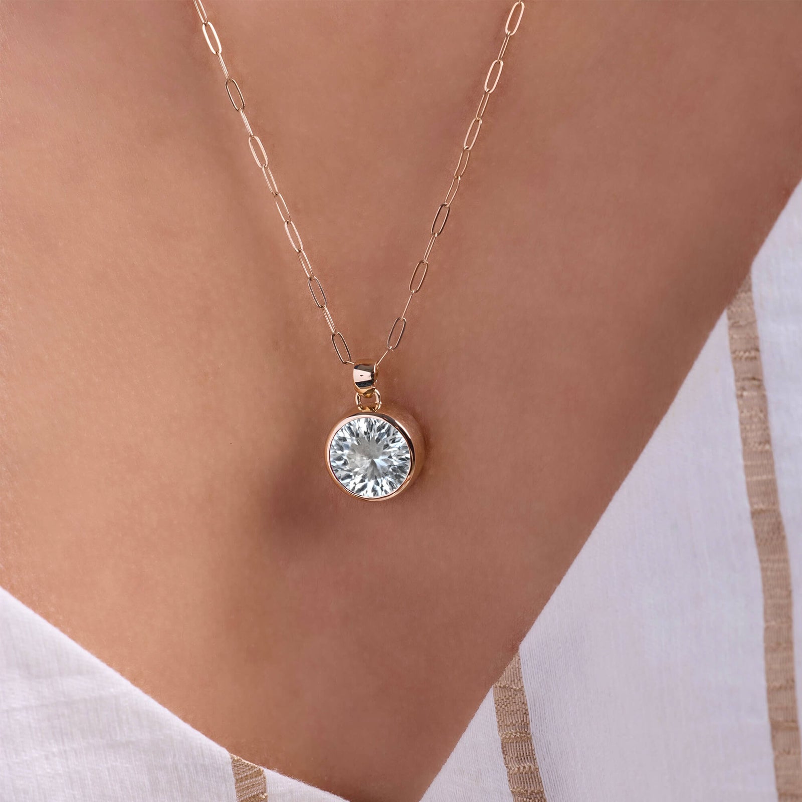 Jamestown White Topaz Pendant in 14k Gold (April)