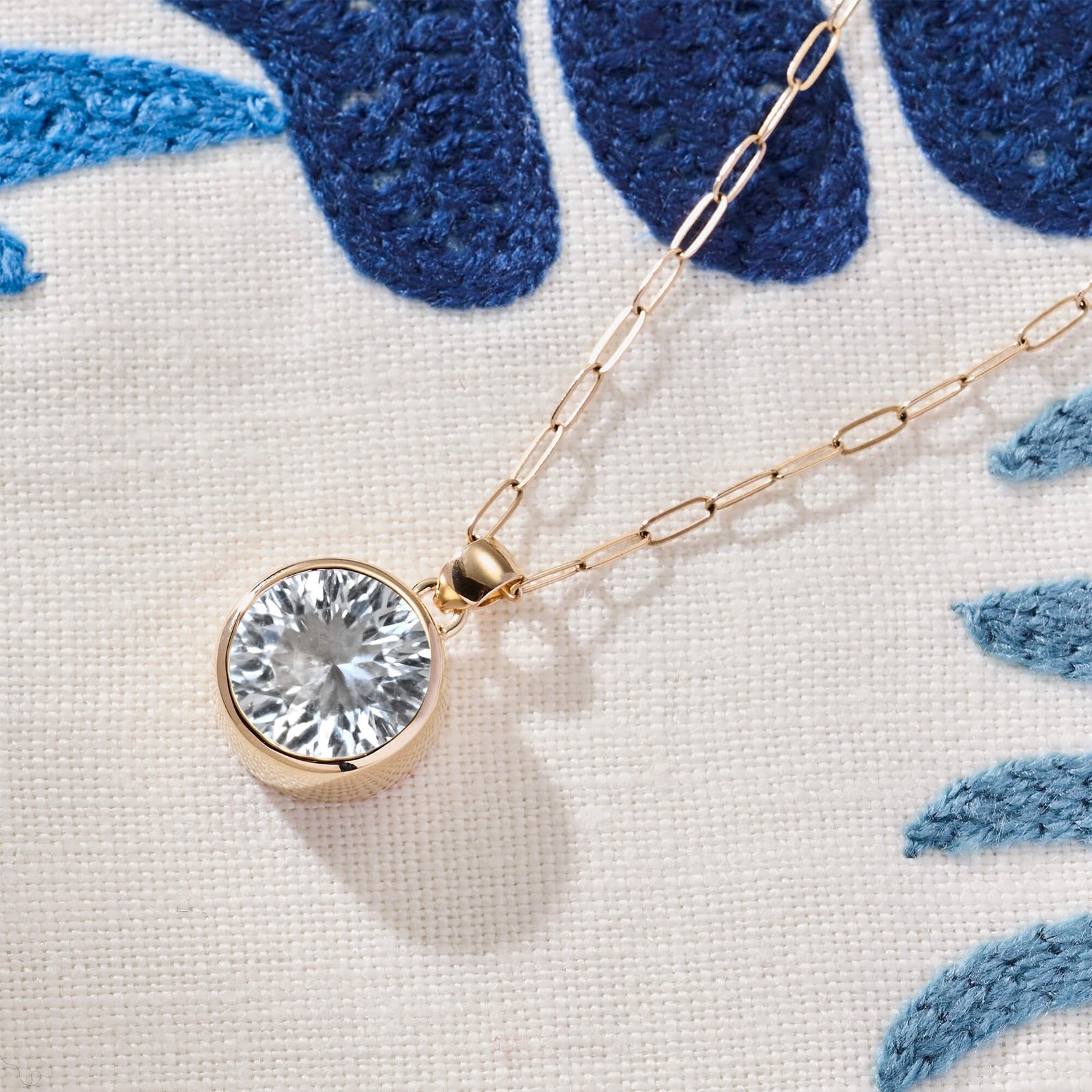 Jamestown White Topaz Pendant in 14k Gold (April)
