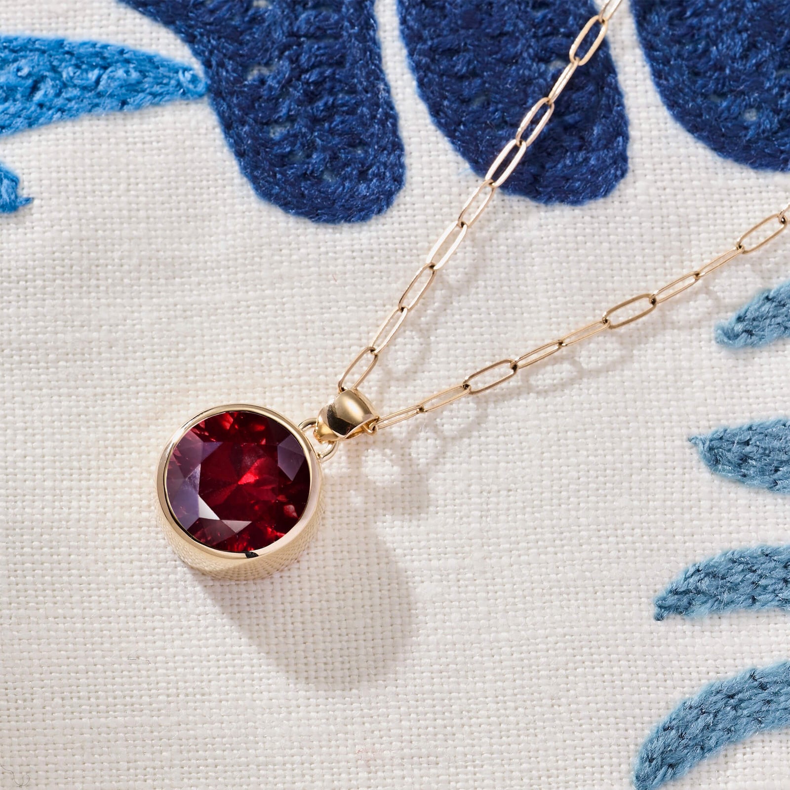 Jamestown Ruby Pendant in 14k Gold (July)