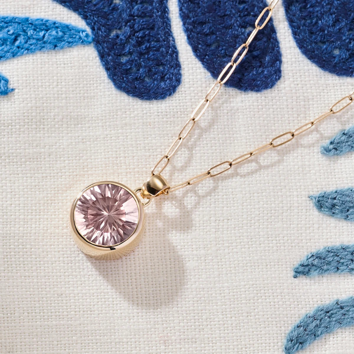 Jamestown Blush Sapphire Pendant in 14k Gold (October)