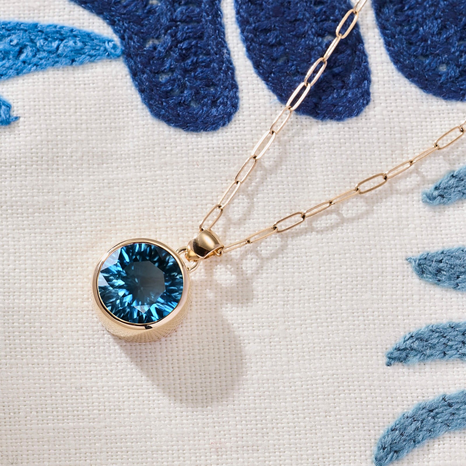Jamestown Atlantic Blue Topaz Pendant in 14k Gold (December)