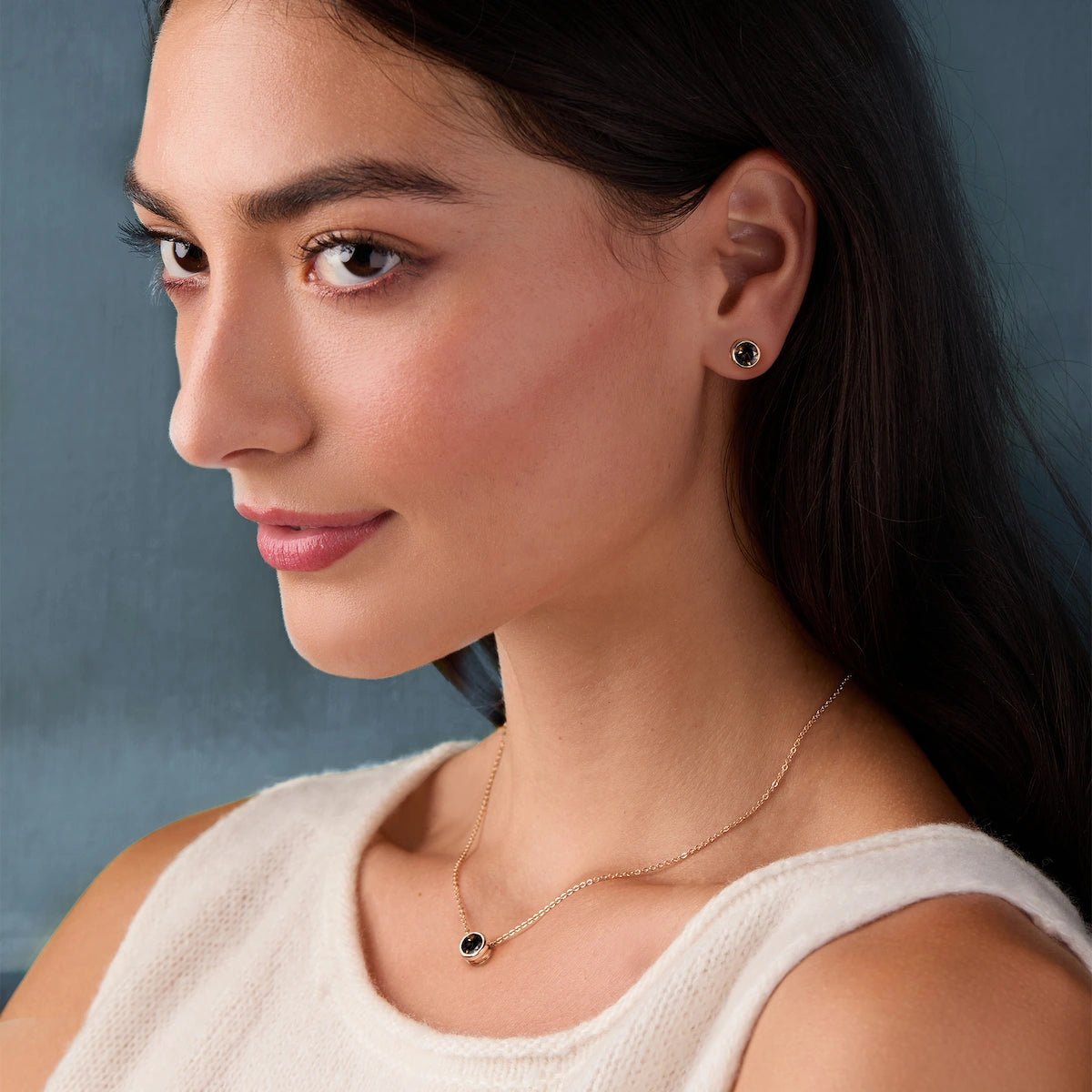 Jamestown Smoky Quartz Solitaire Necklace in 14k Gold (November)