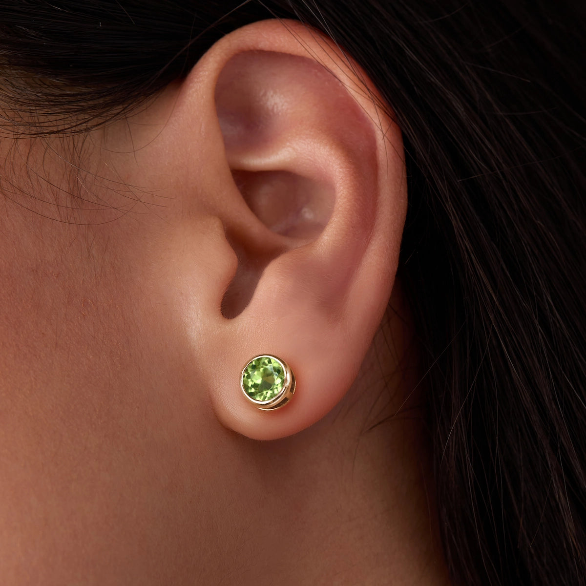Jamestown Peridot Stud Earrings in 14k Gold (August)