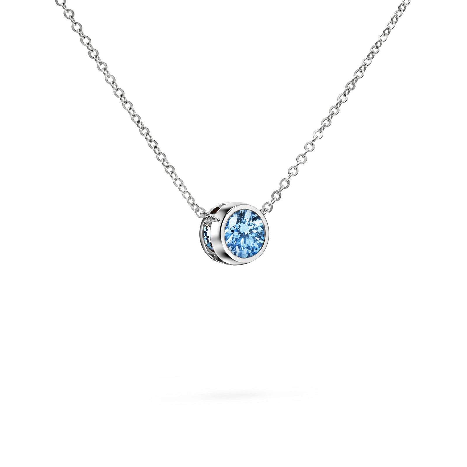 Jamestown Aquamarine Solitaire Necklace in 14k Gold (March)