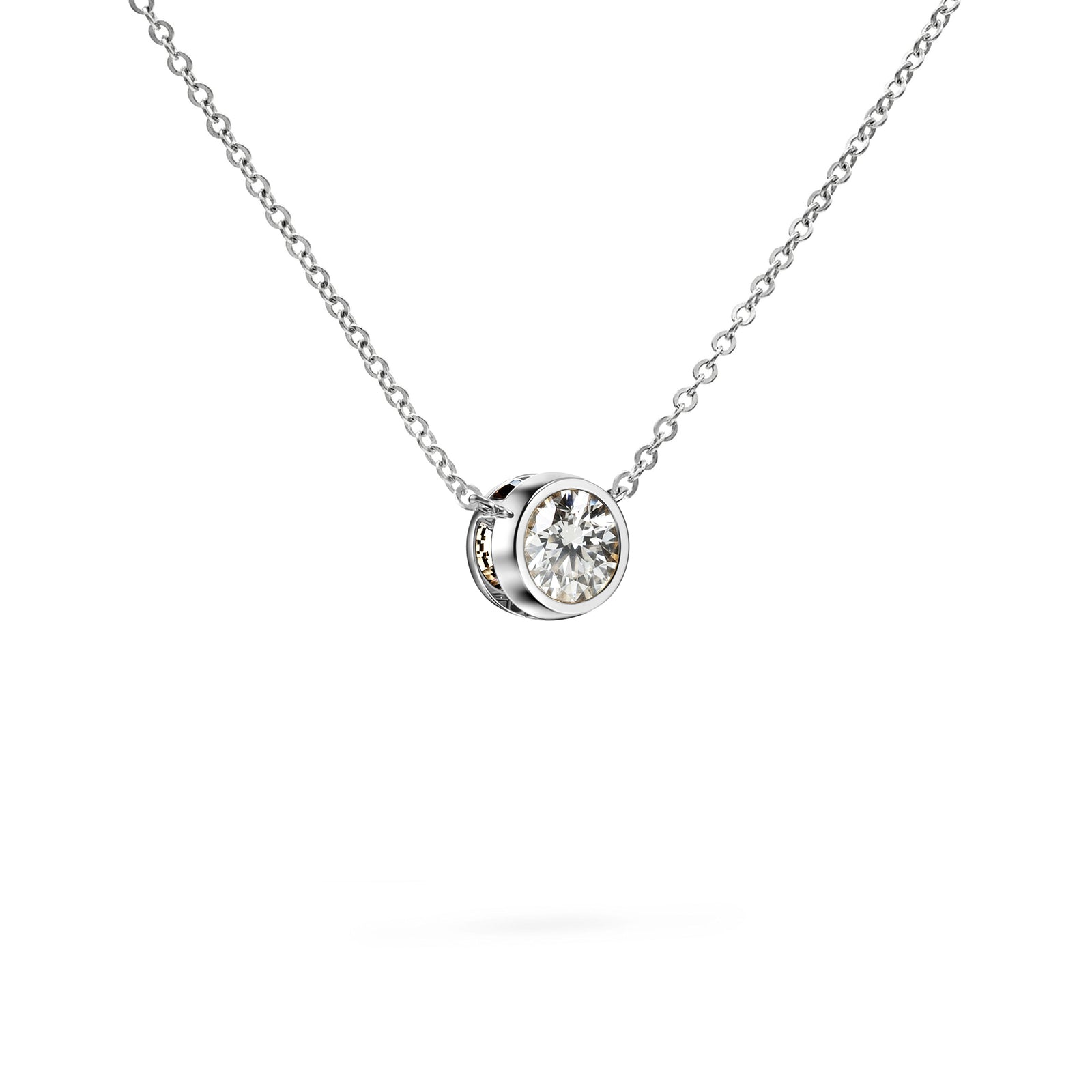 Jamestown White Topaz Solitaire Necklace in 14k Gold (April)