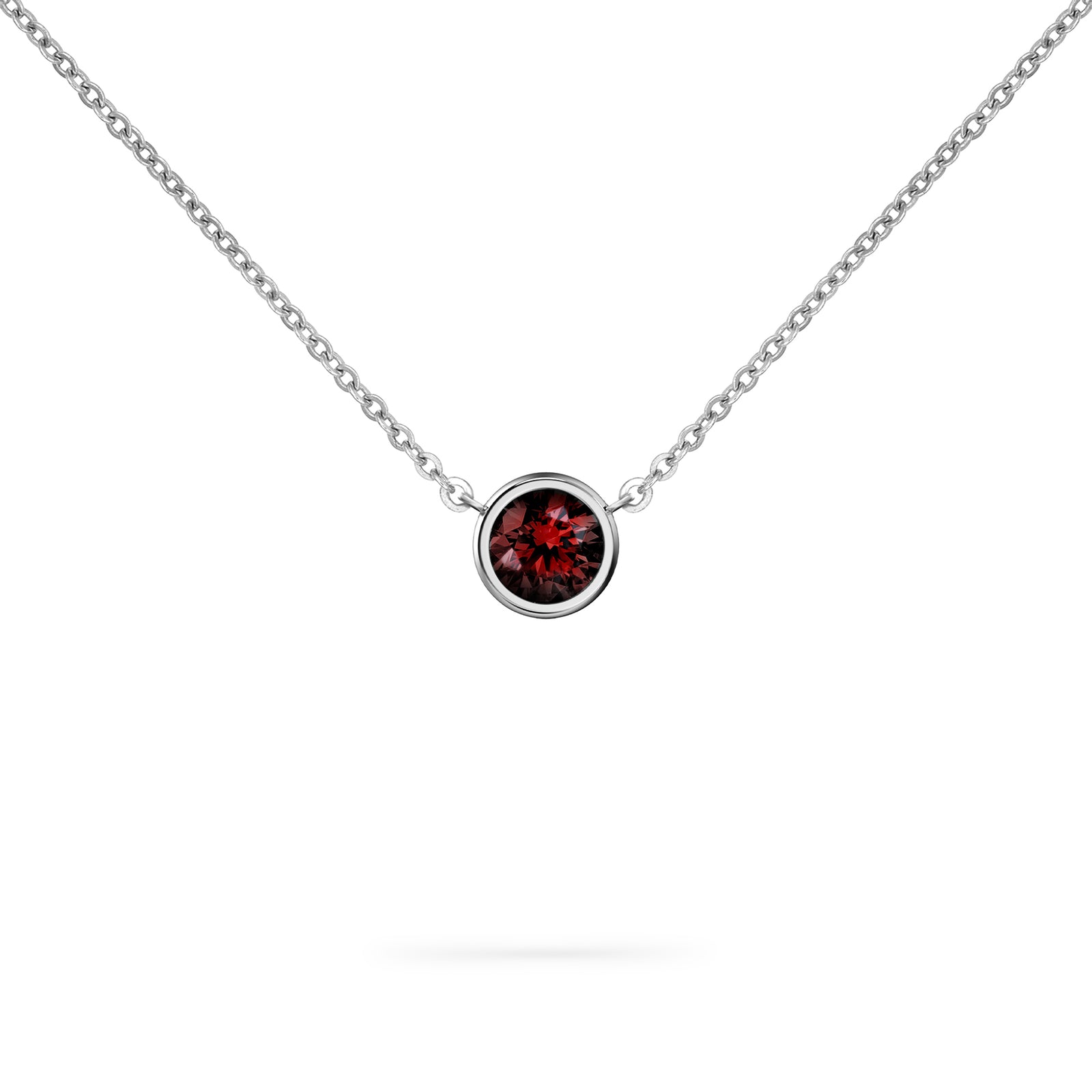 Jamestown Garnet Solitaire Necklace in 14k Gold (January)