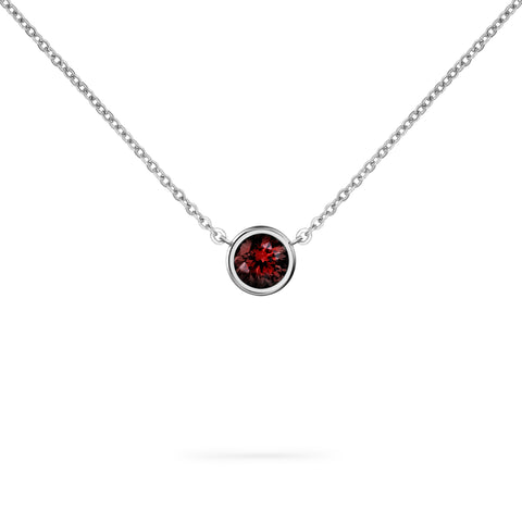 Jamestown Garnet Solitaire Necklace in 14k Gold (January) - White Gold
