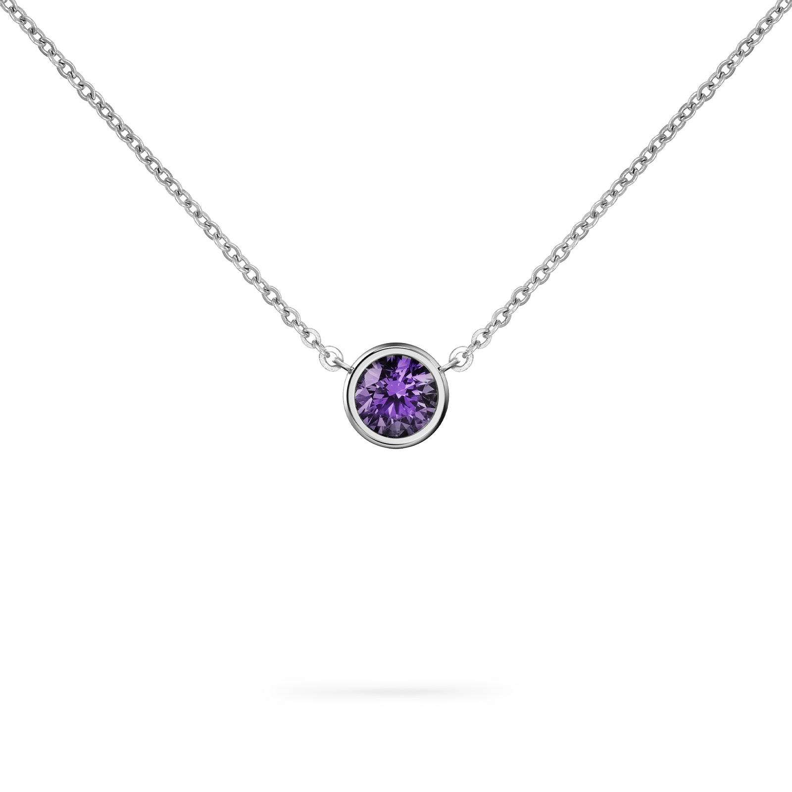 Jamestown Amethyst Solitaire Necklace in 14k Gold (February)