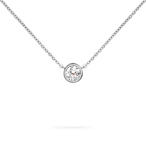 Jamestown Diamond Solitaire Necklace in 14k Gold (April) - White Gold