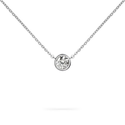 Jamestown White Topaz Solitaire Necklace in 14k Gold (April) - White Gold