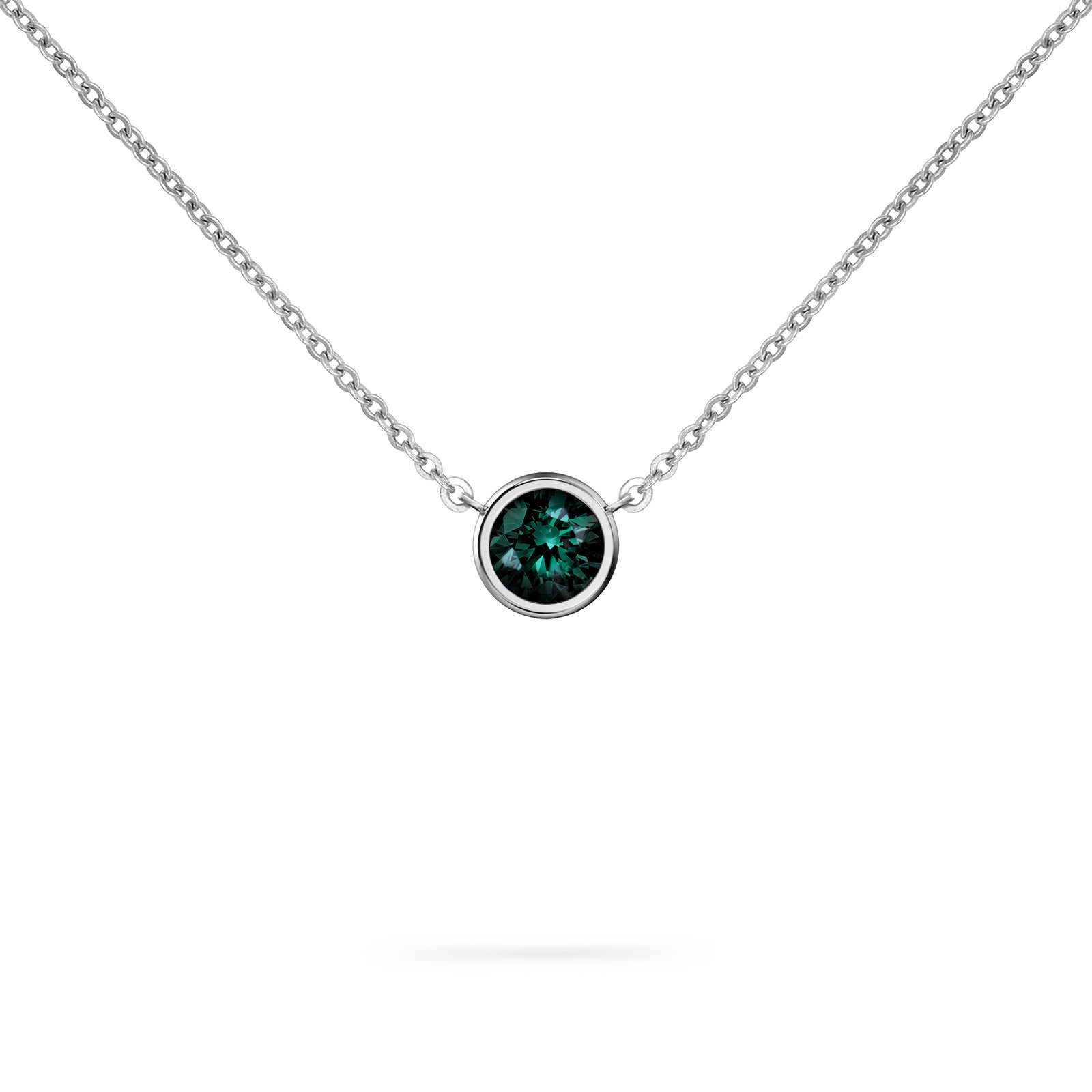 Jamestown Emerald Solitaire Necklace in 14k Gold (May)