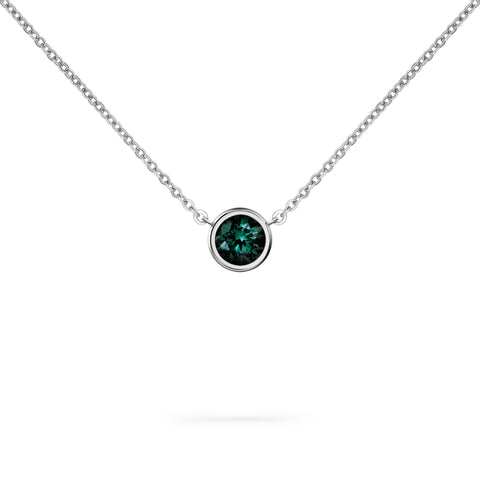 Jamestown Emerald Solitaire Necklace in 14k Gold (May) - White Gold