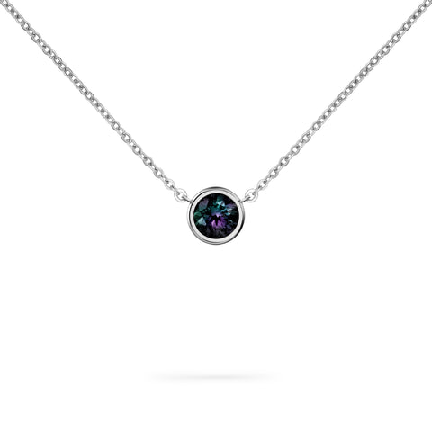 Jamestown Alexandrite Solitaire Necklace in 14k Gold (June) - White Gold