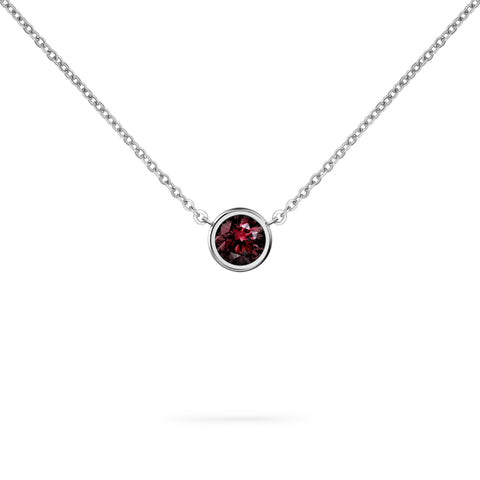 Jamestown Ruby Solitaire Necklace in 14k Gold (July) - White Gold