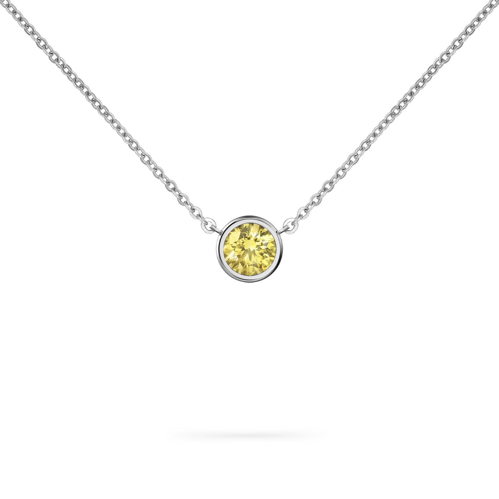 Jamestown Lemon Verbena Quartz Solitaire Necklace in 14k Gold (August)
