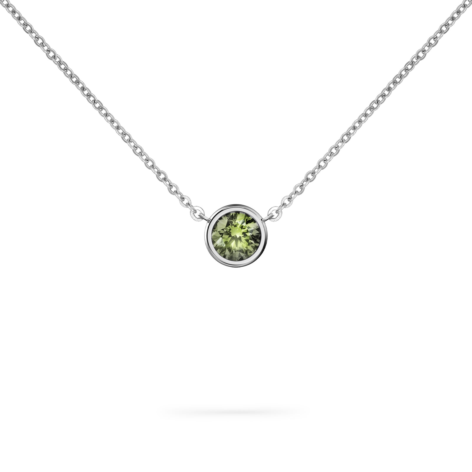 Jamestown Peridot Solitaire Necklace in 14k Gold (August)