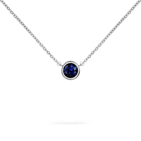 Jamestown Sapphire Solitaire Necklace in 14k Gold (September) - White Gold
