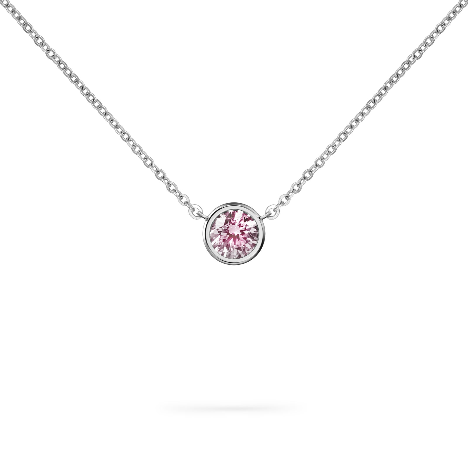 Jamestown Pink Sapphire Solitaire Necklace in 14k Gold (October)