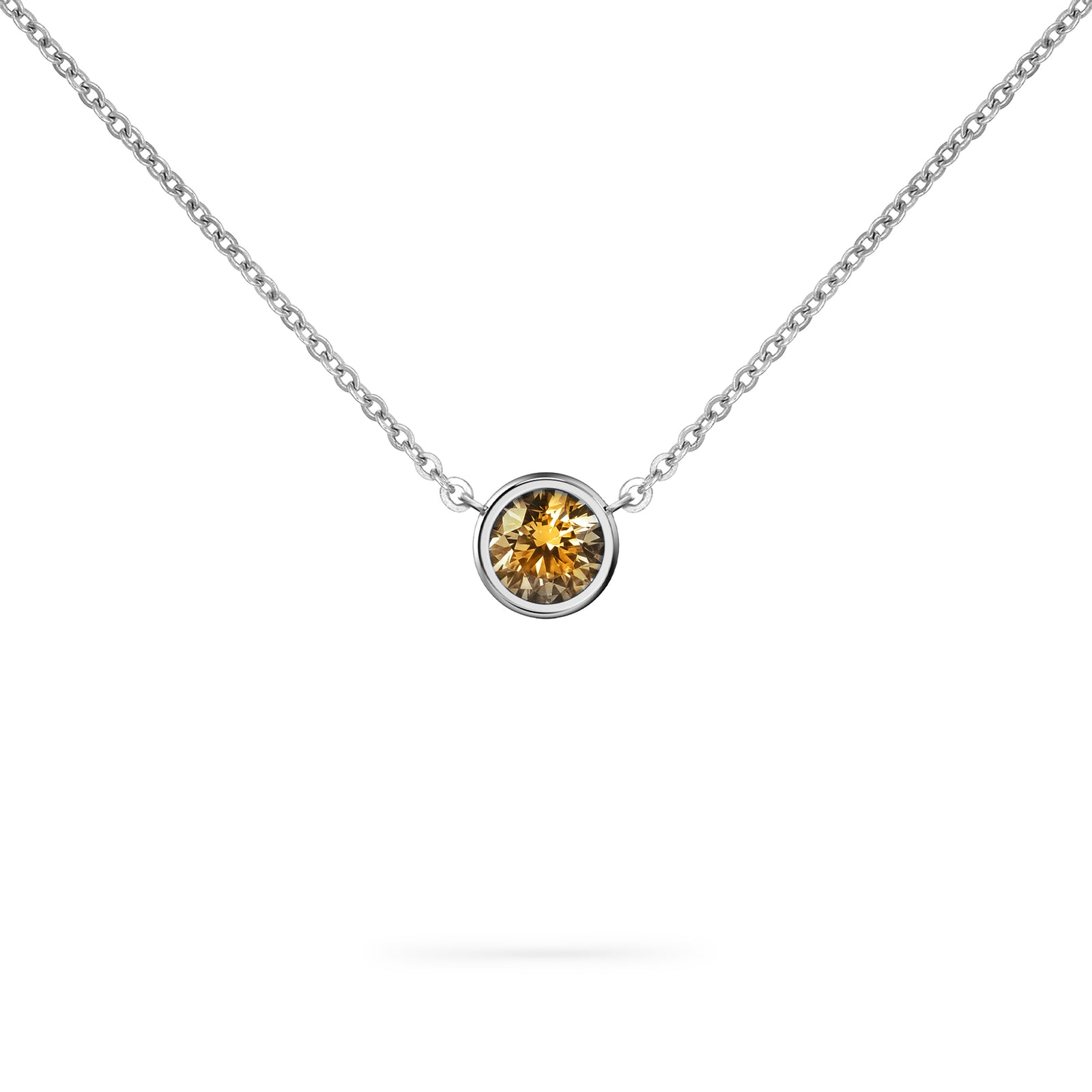 Jamestown Citrine Solitaire Necklace in 14k Gold (November)