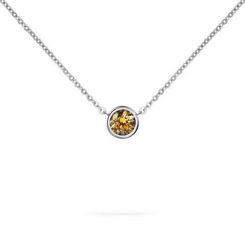 Jamestown Citrine Solitaire Necklace in 14k Gold (November) - White Gold