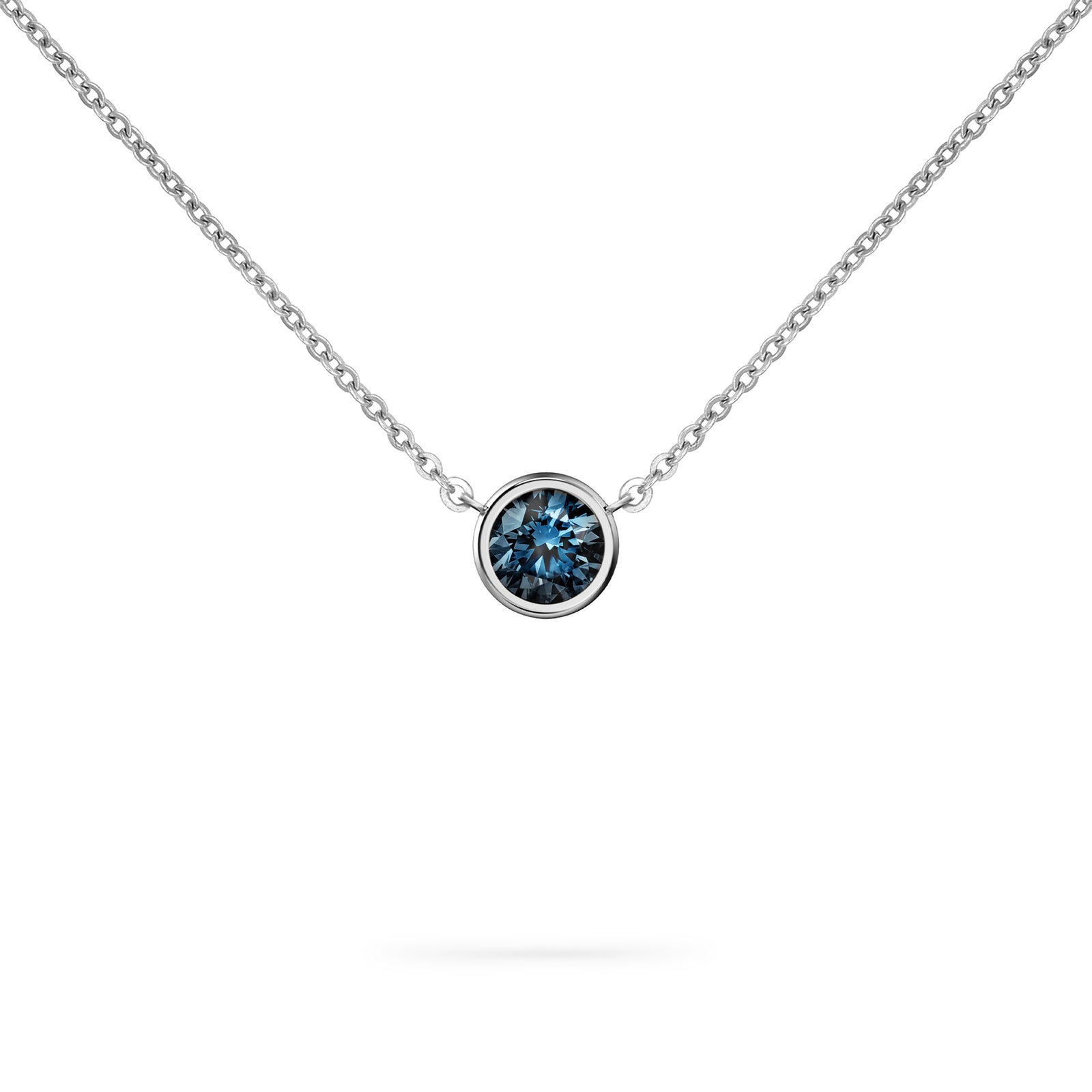 Jamestown Atlantic Blue Topaz Solitaire Necklace in 14k Gold (December)