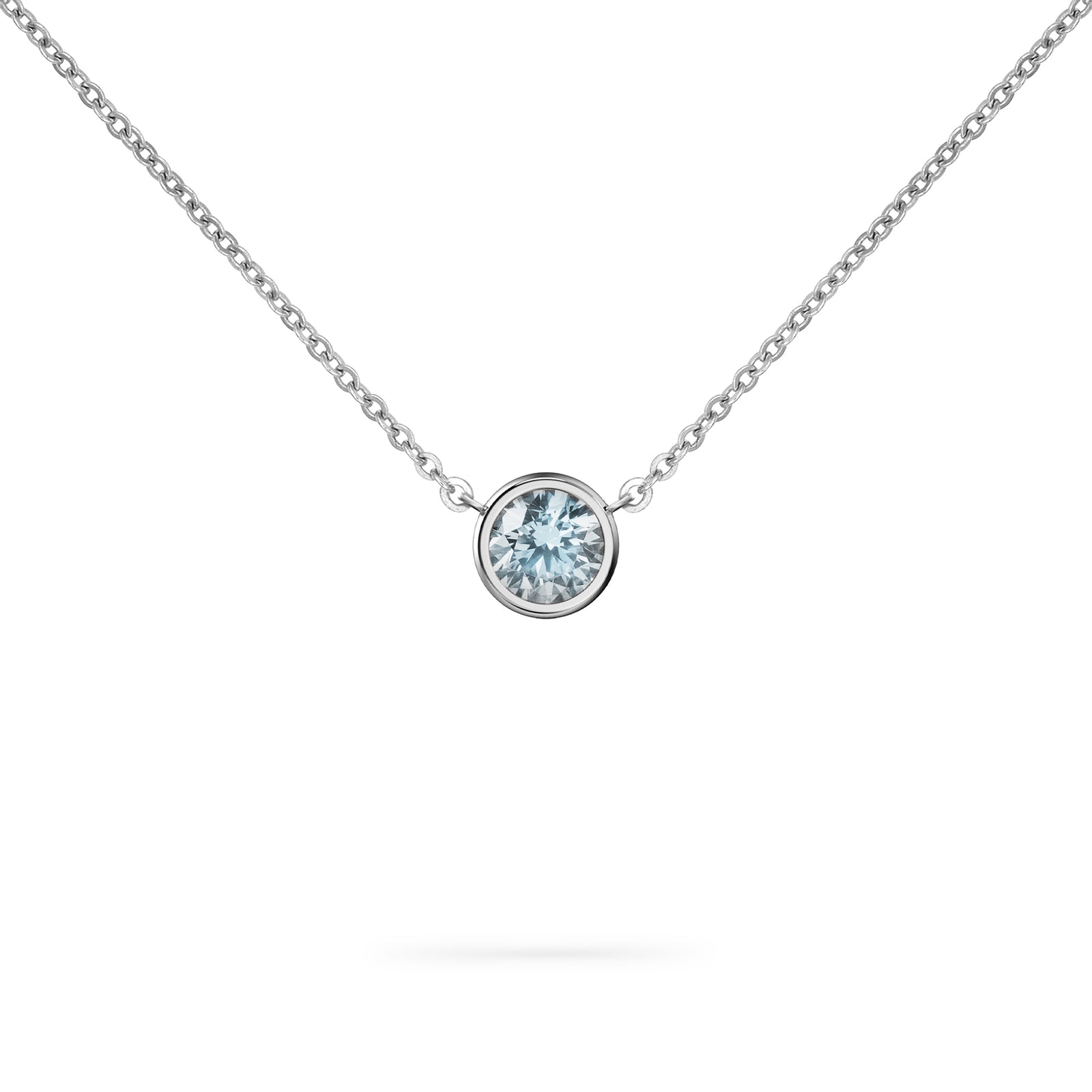 Jamestown Nantucket Blue Topaz Solitaire Necklace in 14k Gold (December)
