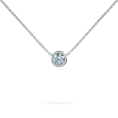 Jamestown Nantucket Blue Topaz Solitaire Necklace in 14k Gold (December) - White Gold