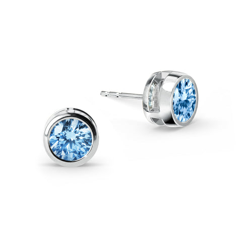 Jamestown Aquamarine Stud Earrings in 14k Gold (March) - White Gold