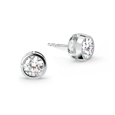 Jamestown Diamond Stud Earrings in 14k Gold (April) - White Gold