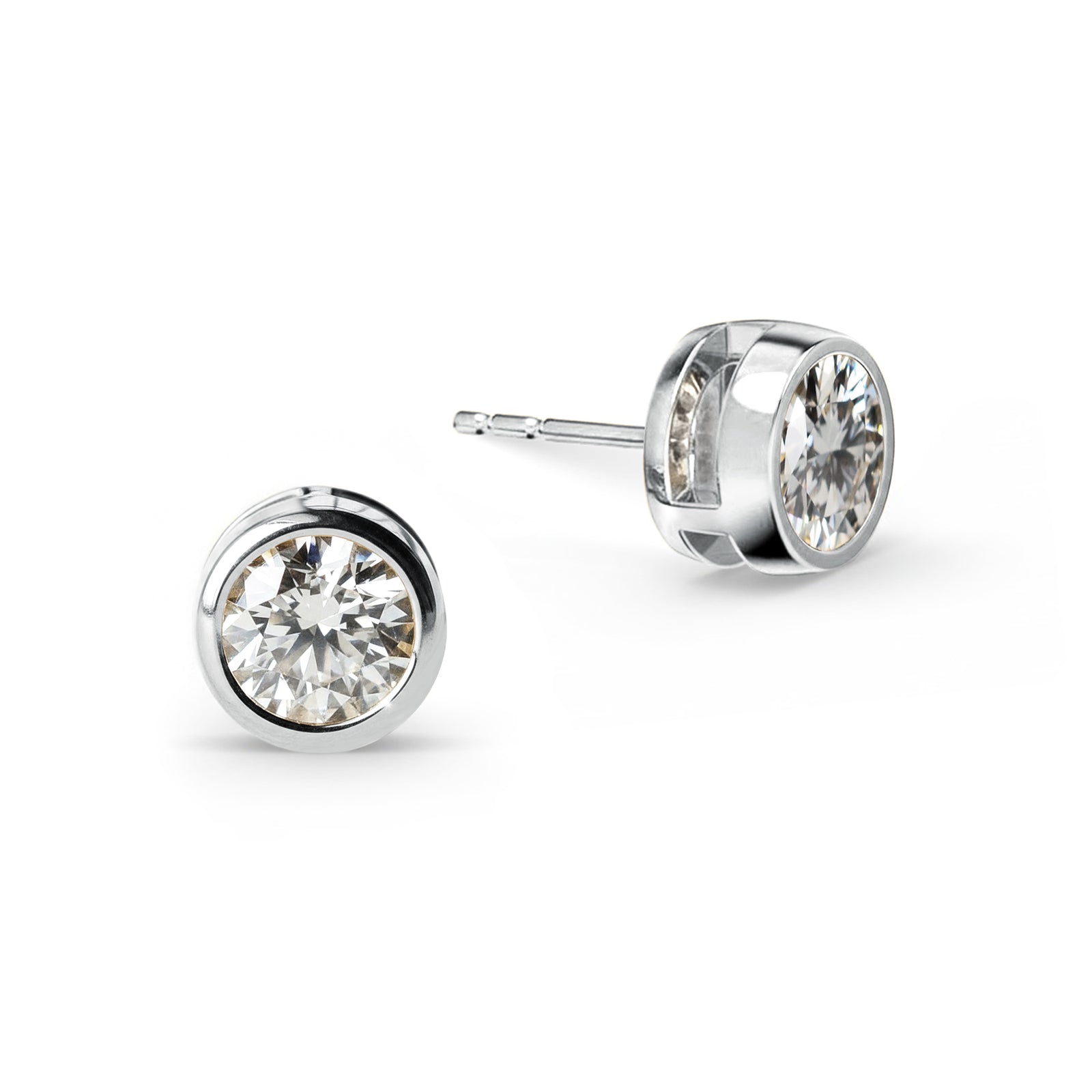 Jamestown White Topaz Stud Earrings in 14k Gold (April)