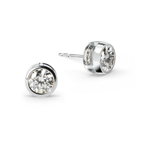 Jamestown White Topaz Stud Earrings in 14k Gold (April) - White Gold