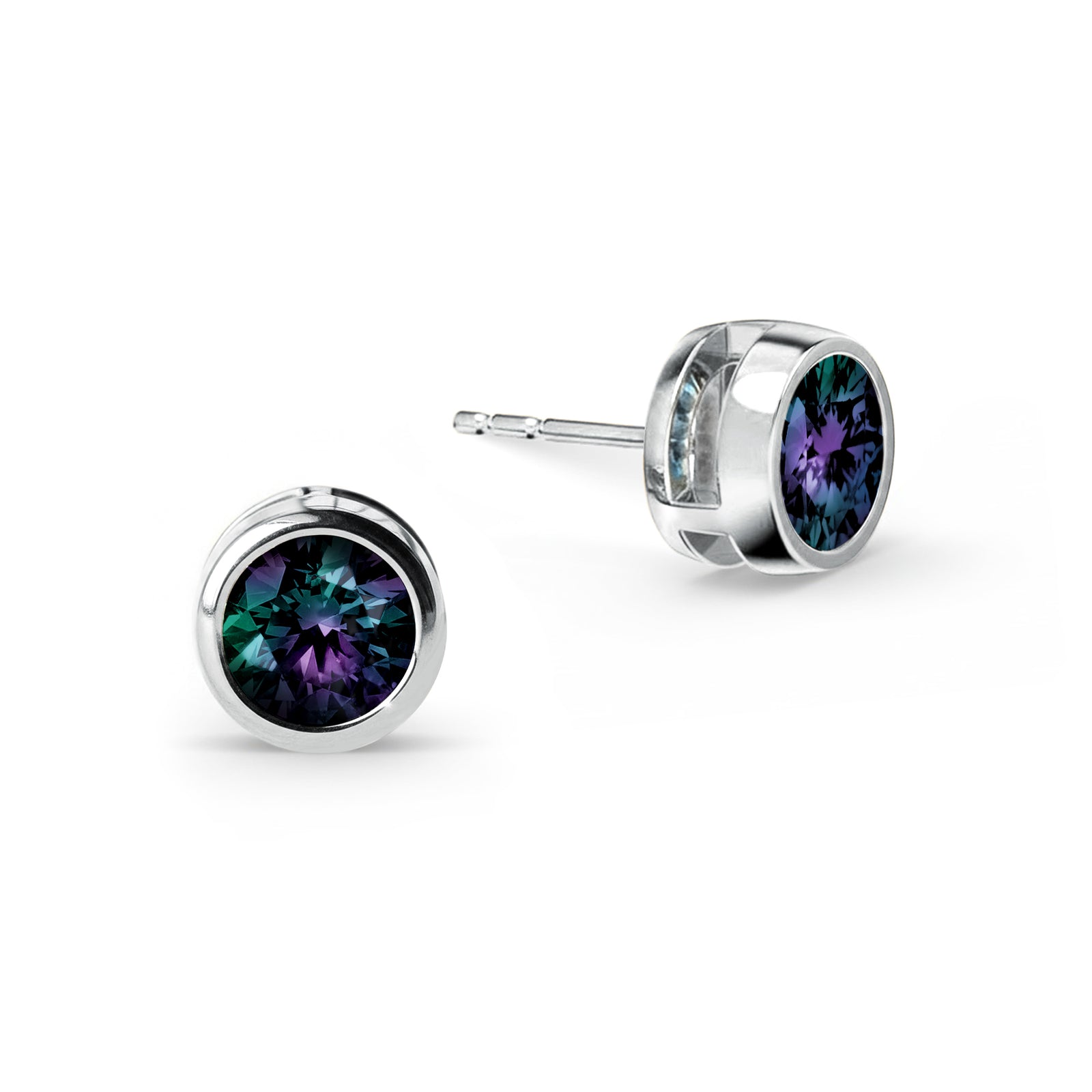 Jamestown Alexandrite Stud Earrings in 14k Gold (June)