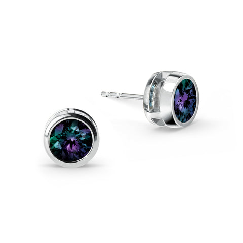 Jamestown Alexandrite Stud Earrings in 14k Gold (June) - White Gold