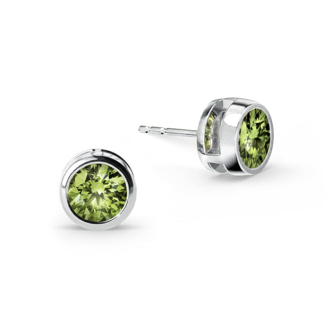 Jamestown Peridot Stud Earrings in 14k Gold (August) - White Gold