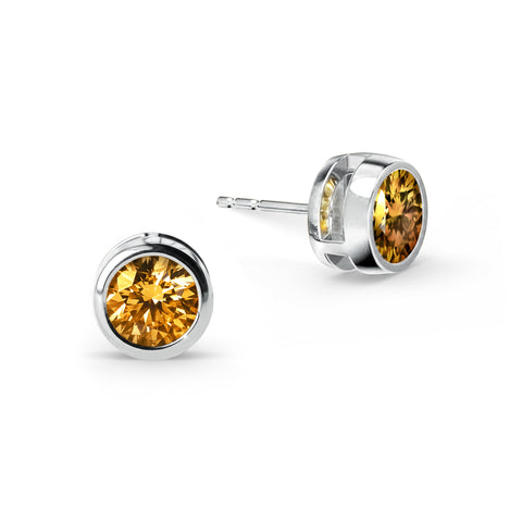 Jamestown Citrine Stud Earrings in 14k Gold (November) - White Gold