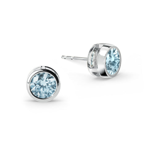 Jamestown Nantucket Blue Topaz Stud Earrings in 14k Gold (December) - White Gold