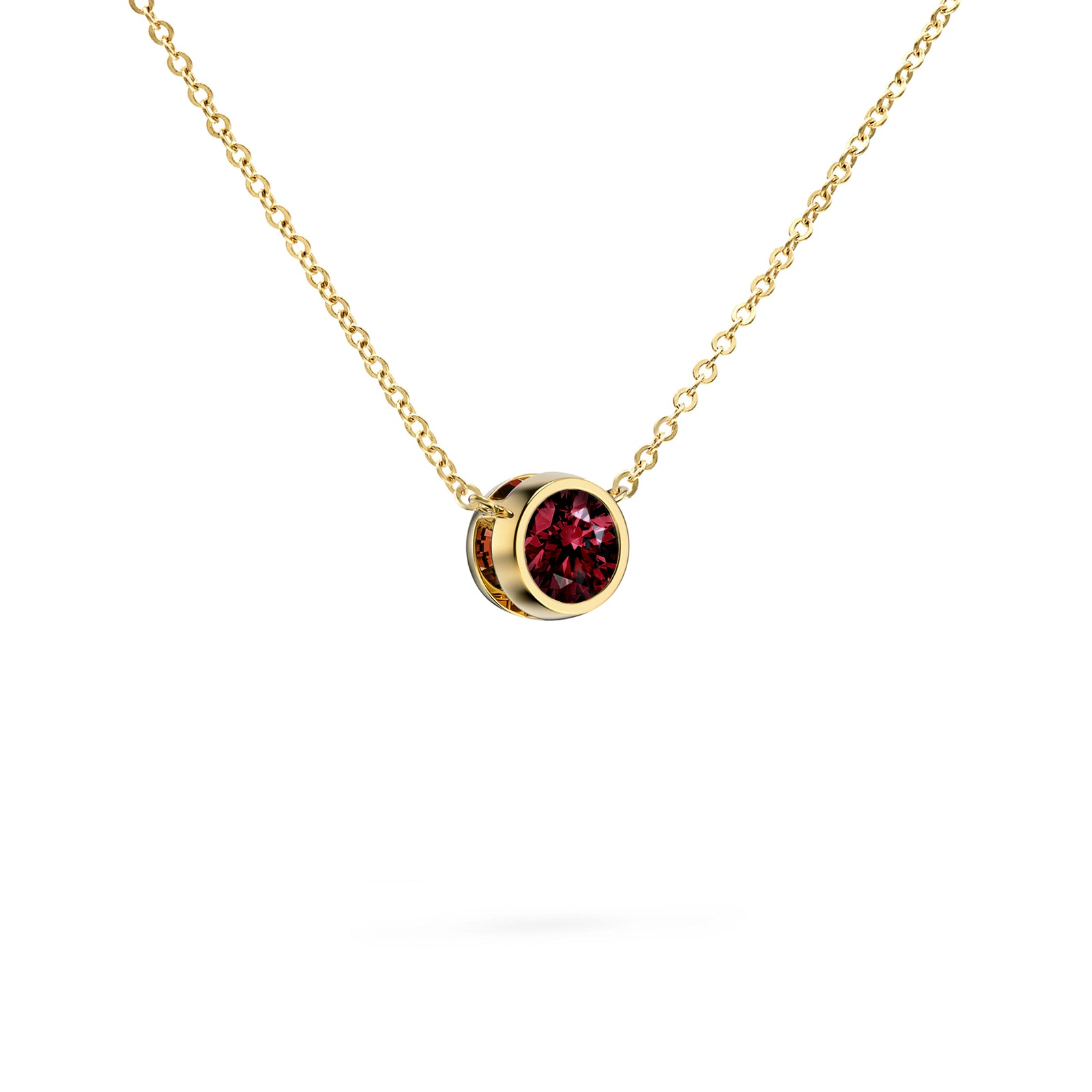 Jamestown Ruby Solitaire Necklace in 14k Gold (July)