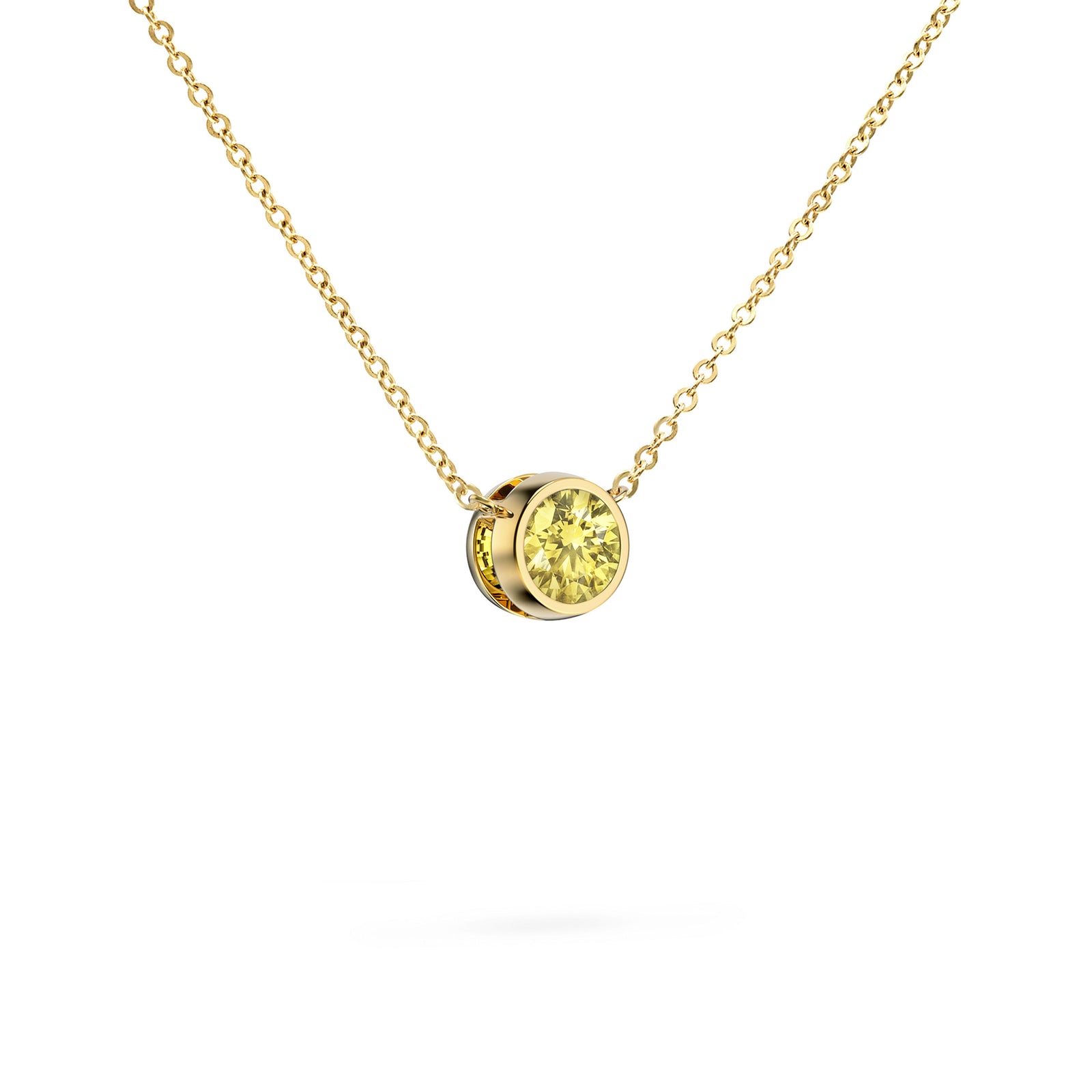 Jamestown Lemon Verbena Quartz Solitaire Necklace in 14k Gold (August)