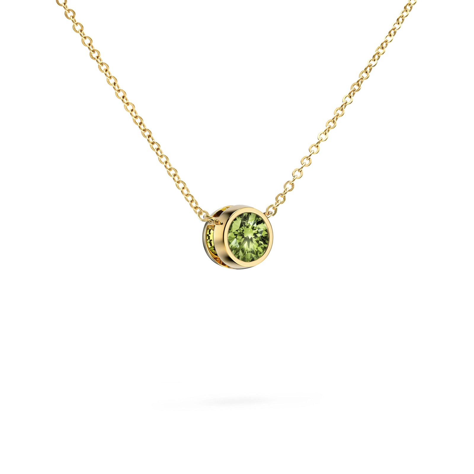 Jamestown Peridot Solitaire Necklace in 14k Gold (August)