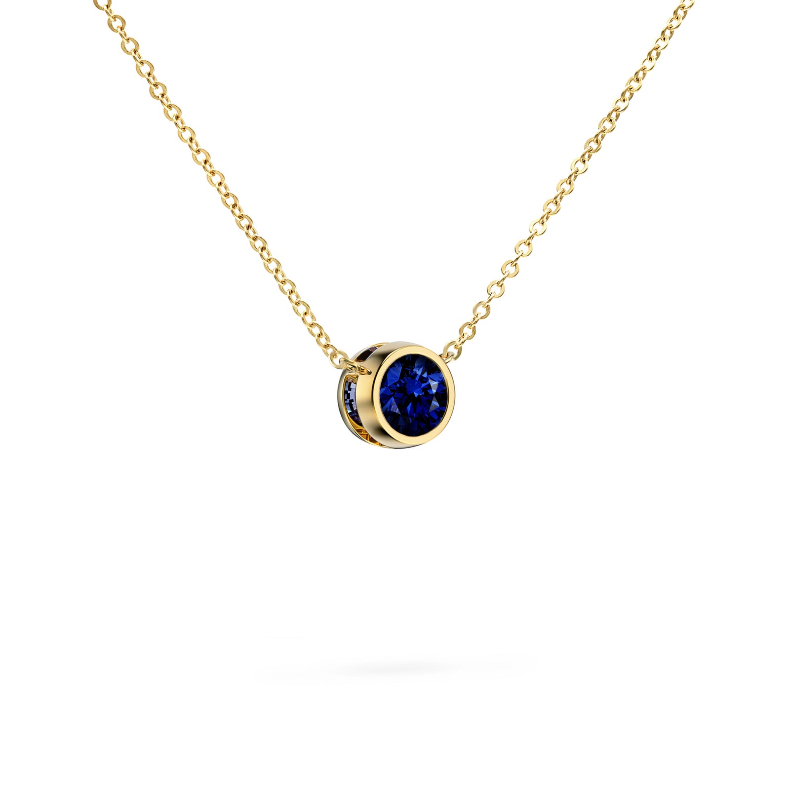 Jamestown Sapphire Solitaire Necklace in 14k Gold (September)