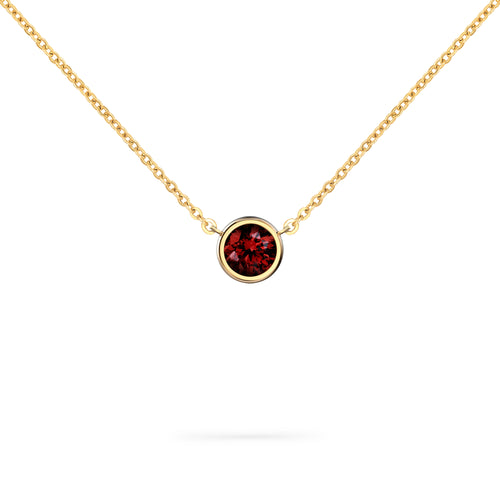 Jamestown Garnet Solitaire Necklace in 14k Gold (January)