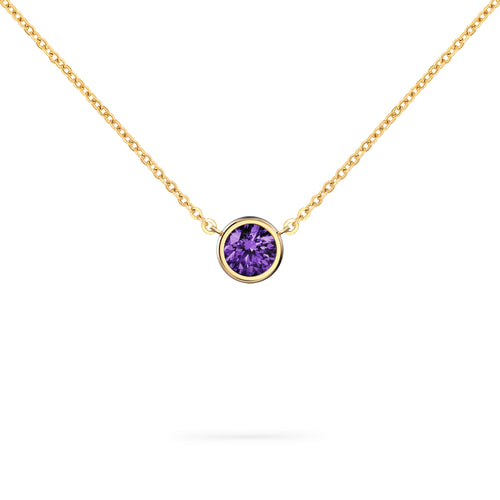Jamestown Amethyst Solitaire Necklace in 14k Gold (February)