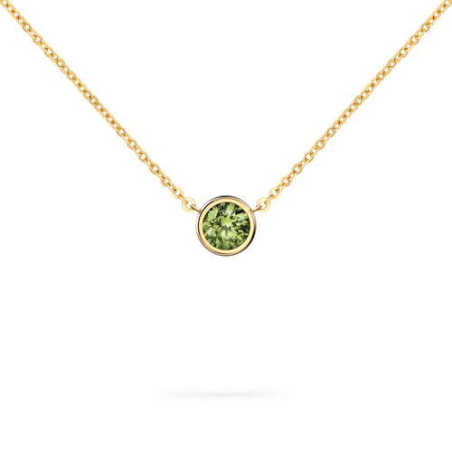 Jamestown Peridot Solitaire Necklace in 14k Gold (August)